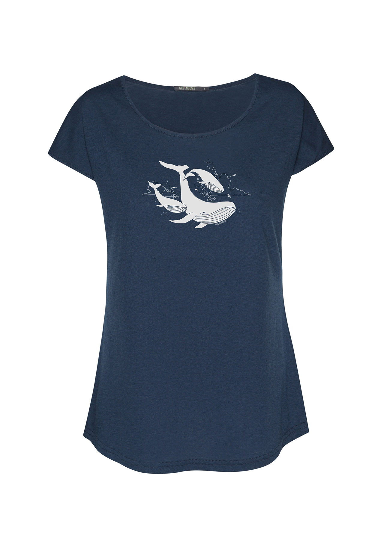 T-Shirt Flying Whale modré Bella Green Mode ⋆ Nachhaltige ⋆
